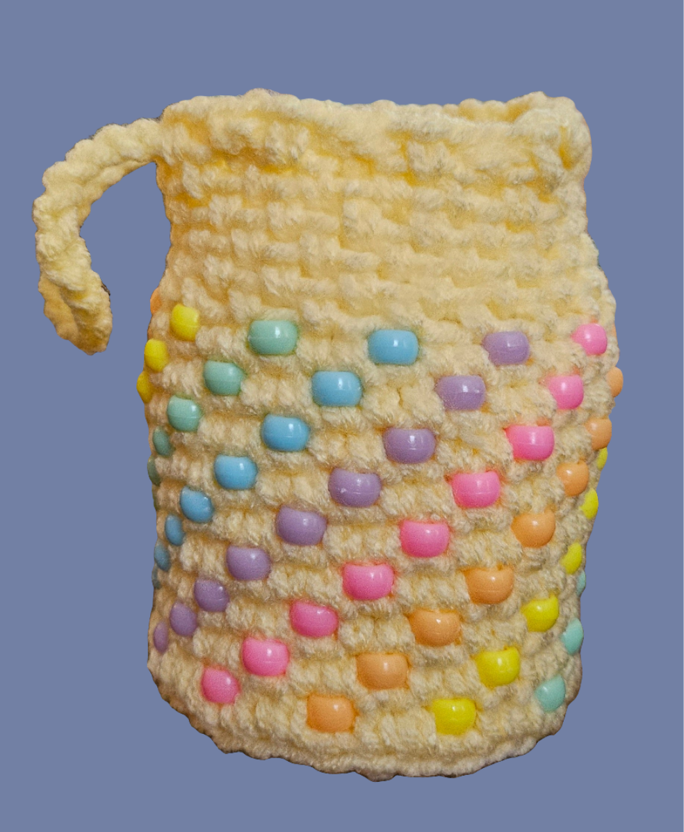 Rainbow beaded pouch