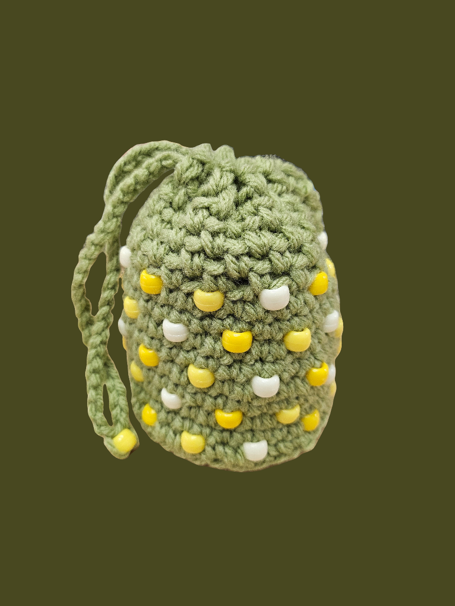 Green beaded pouch