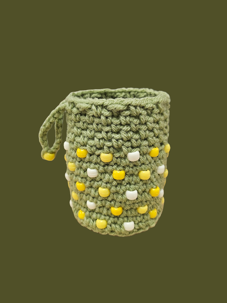 Green beaded pouch