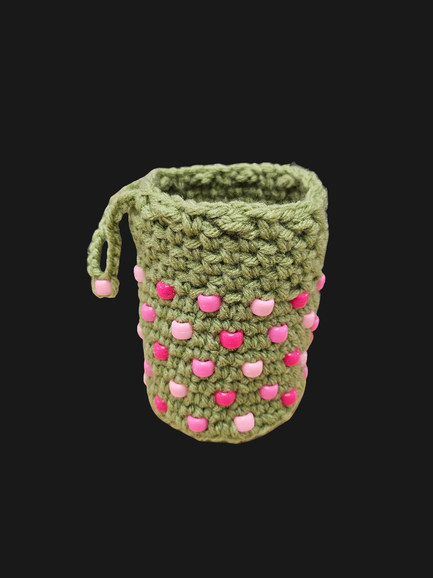 Green beaded pouch