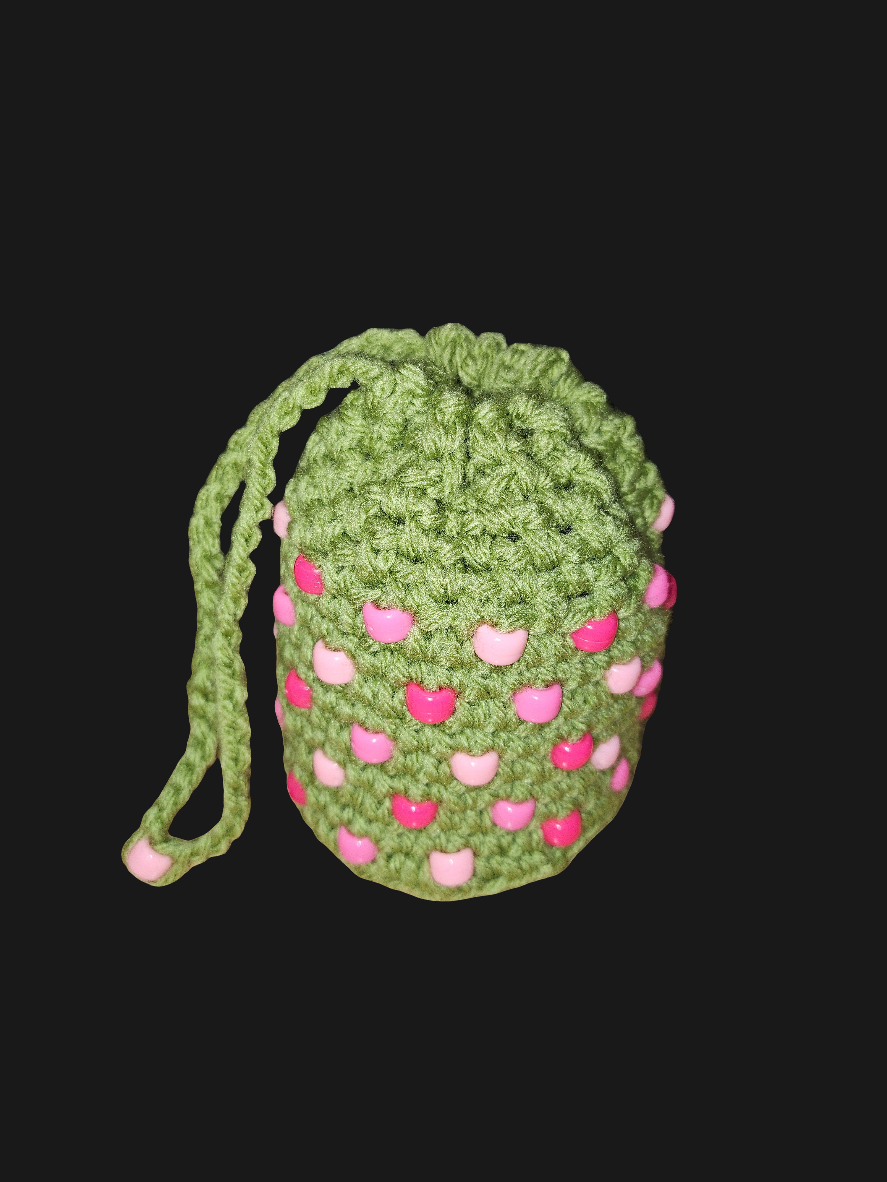 Green beaded pouch